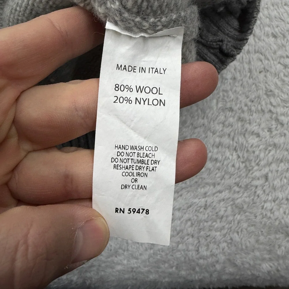 Luca Nobili Mens Gray Knit Sweater Wool Made in‎ Italy Mock Neck Button Large